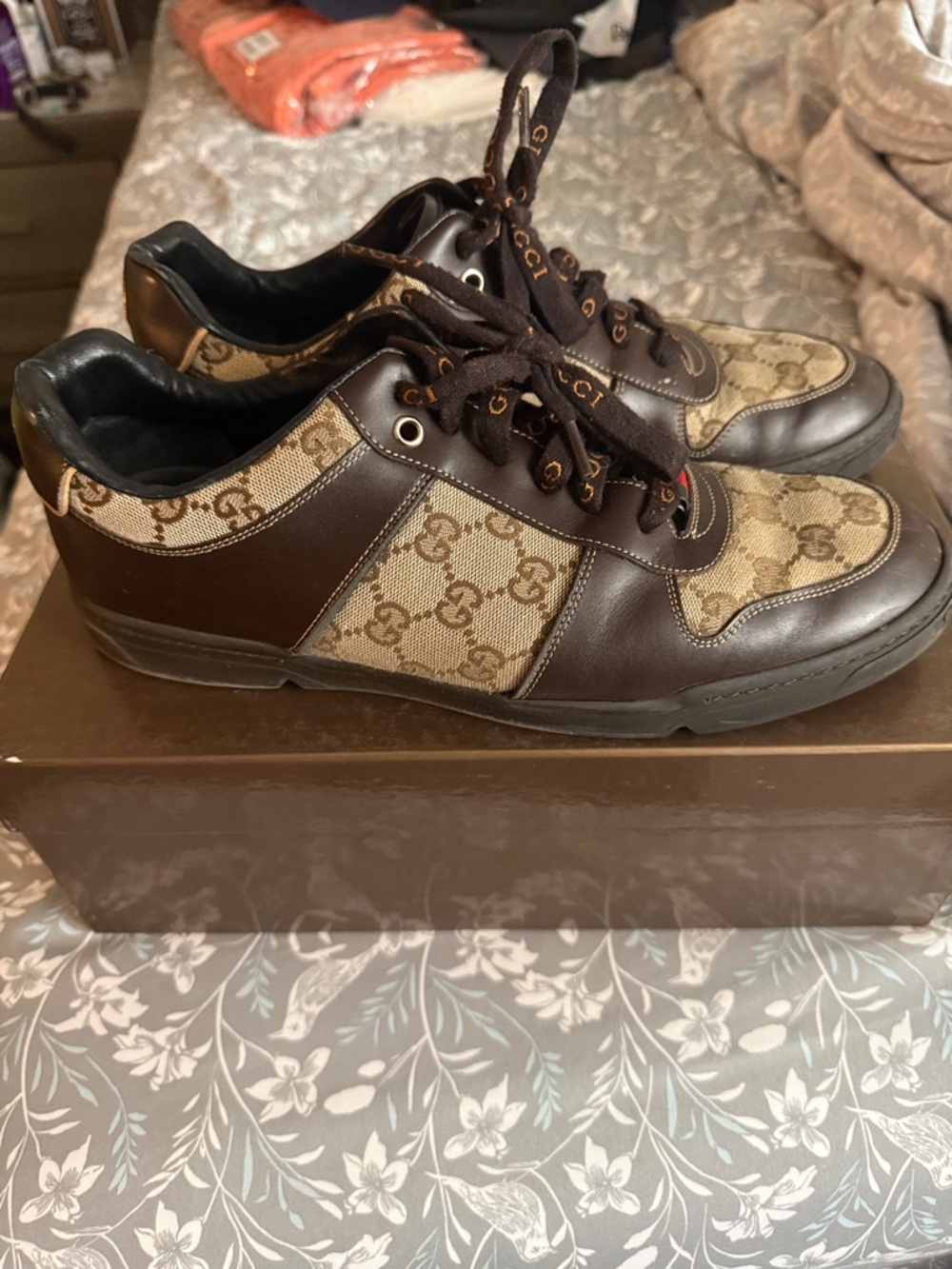 Gucci Brown GG Canvas and Leather Men’s Low-Top Sneakers
